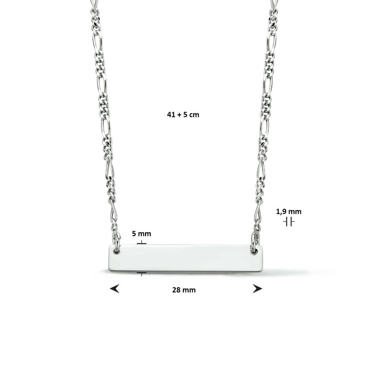 Gravur Collierplatte 5,0 mm 41 + 5 cm Silber rhodiniert
