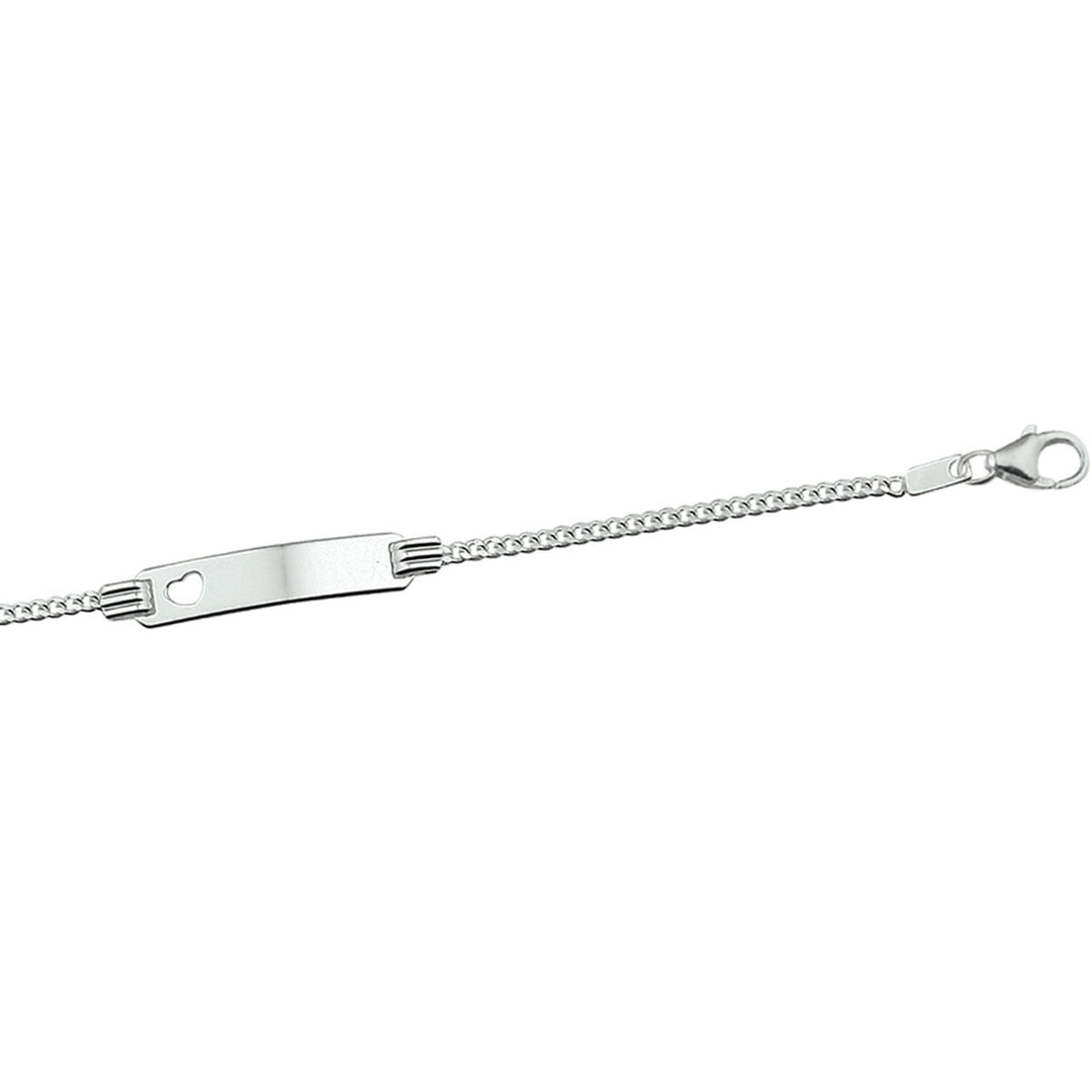 Graveerarmband aus rhodiniertem Silber mit herzförmiger Gourmetplatte und feiner Kette