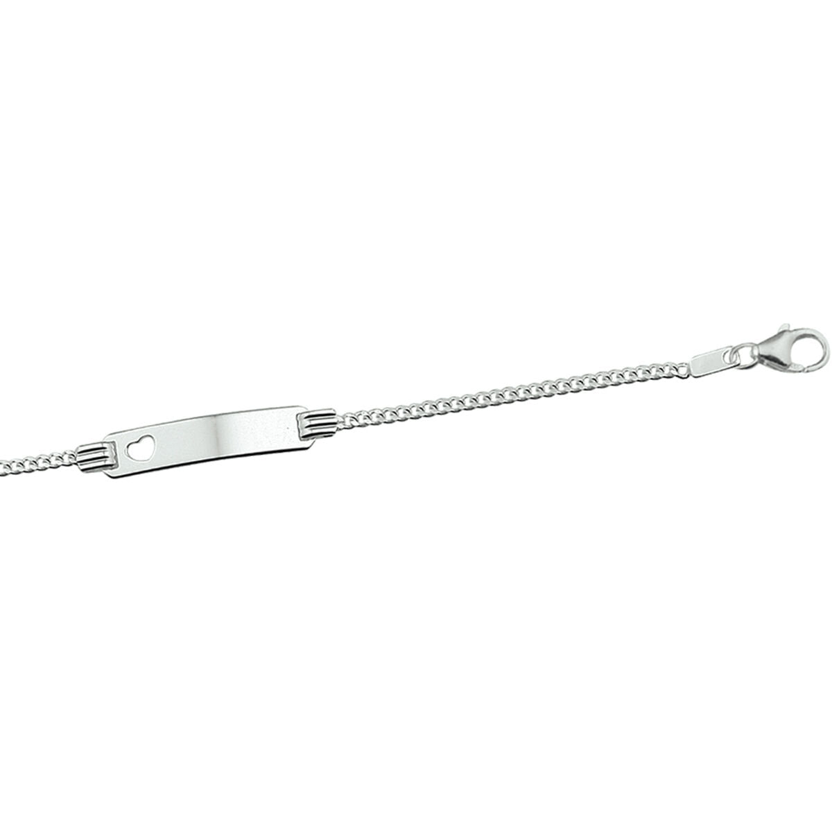 Graveerarmband aus rhodiniertem Silber mit herzförmiger Gourmetplatte und feiner Kette