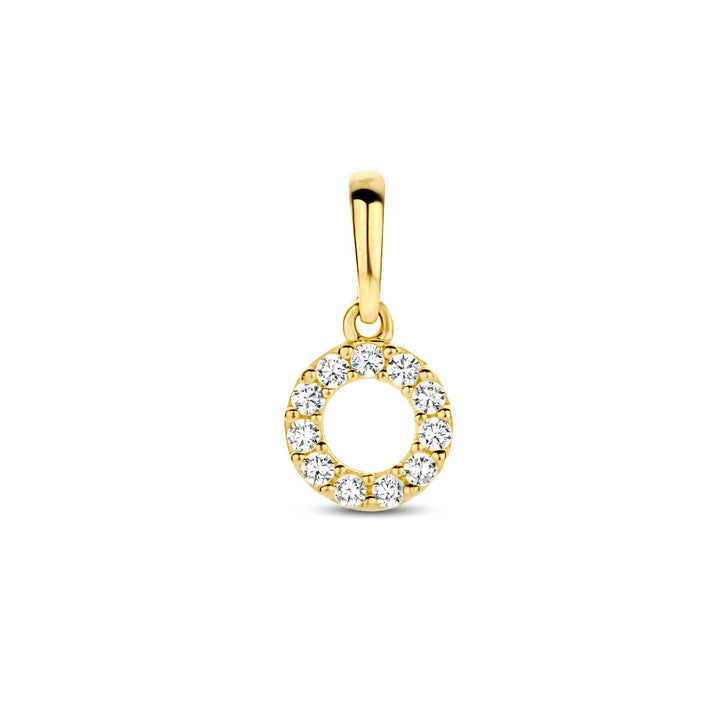 Anhänger runder Zirkonia 14K Gelbgold
