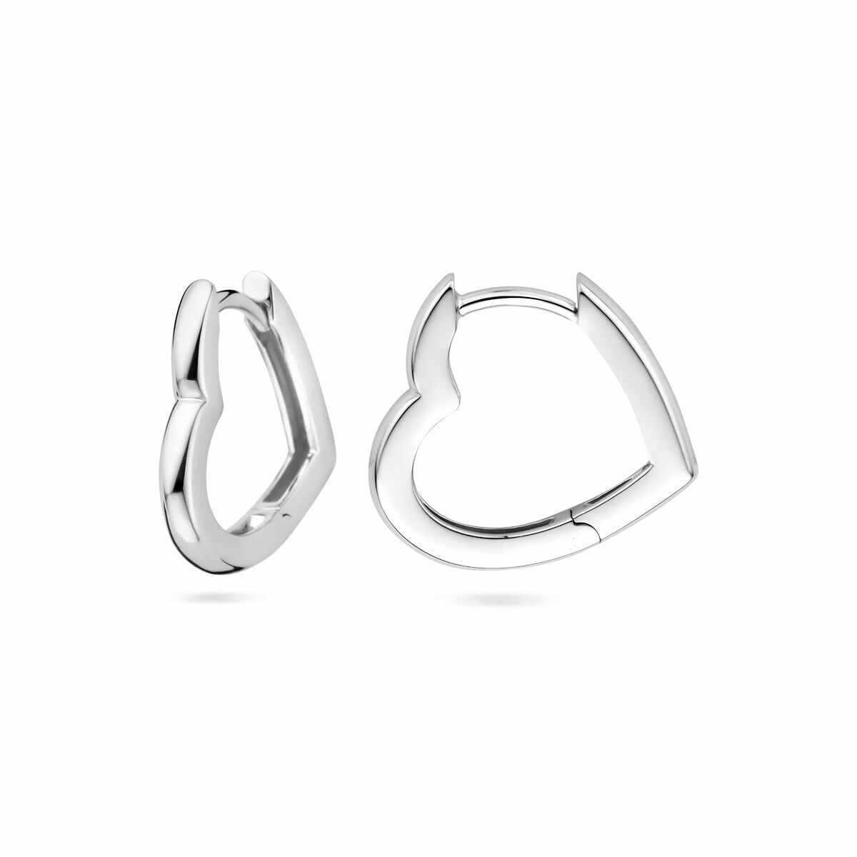 Klappcreolen Herz 16 mm Silber rhodiniert