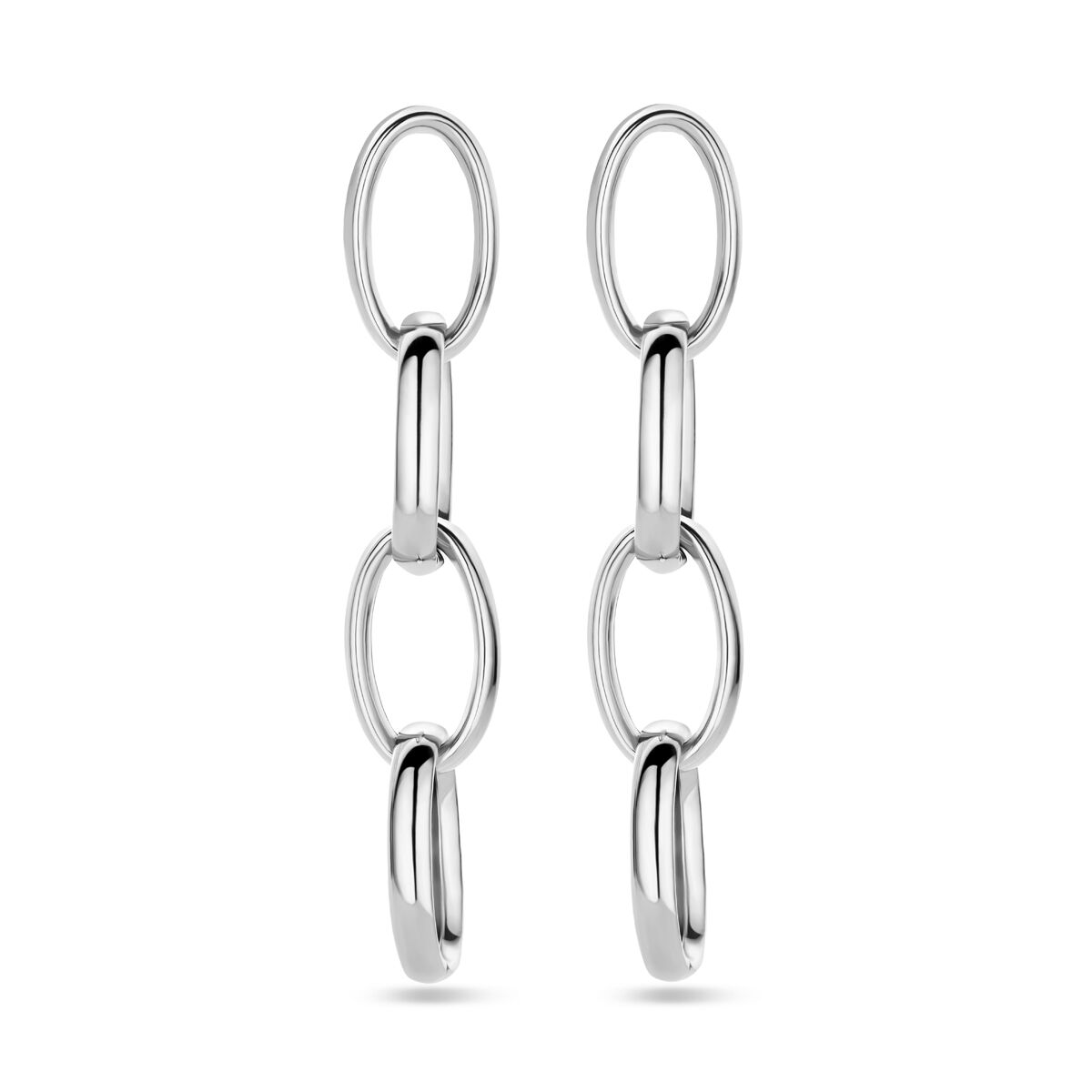 Ohrhänger aus rhodiniertem Silber mit einer Länge von 50 mm und geschlossenen Gliedern