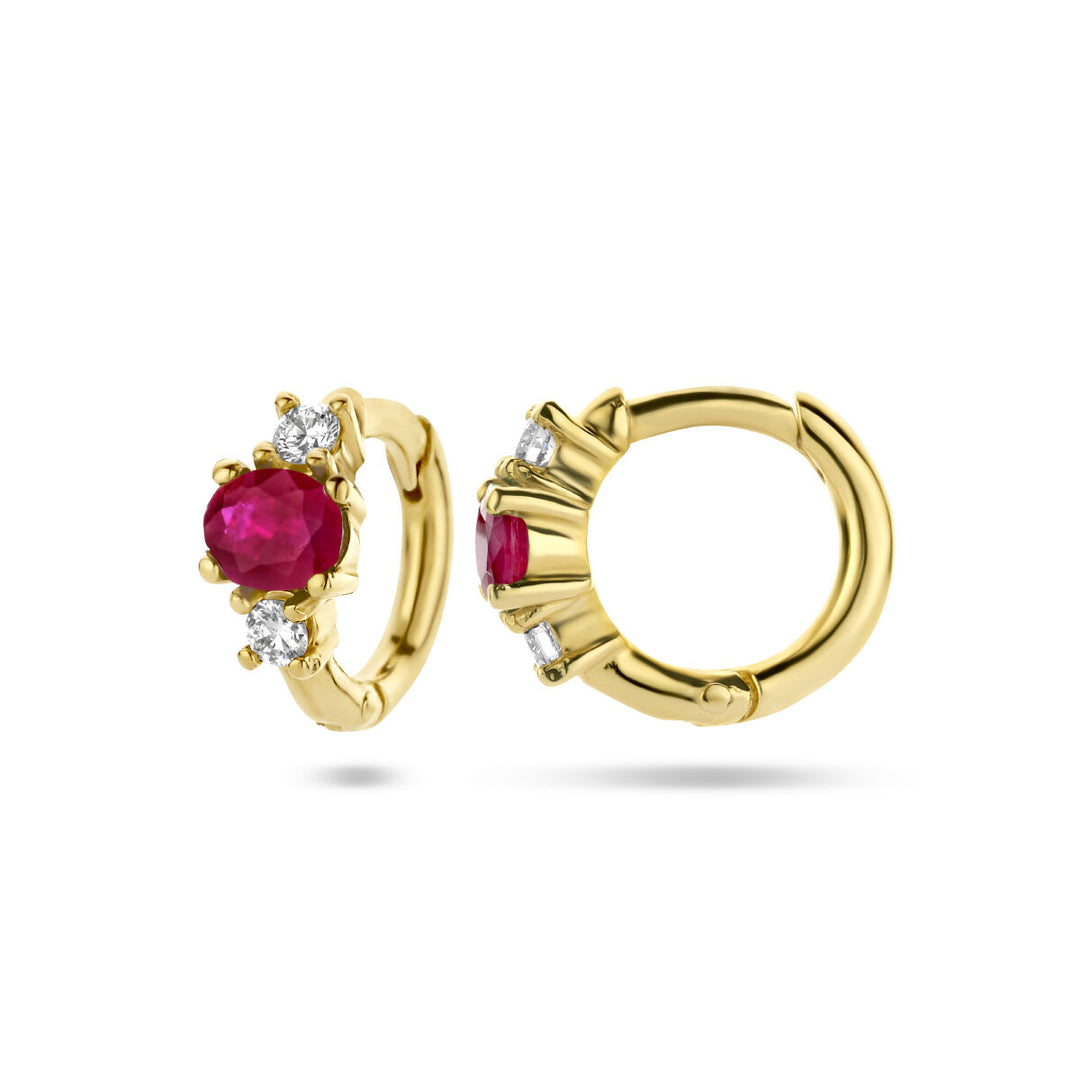 Ohrhänger Rubin und Diamant 0,10 ct (2x0,05 ct) h si 14K Gelbgold