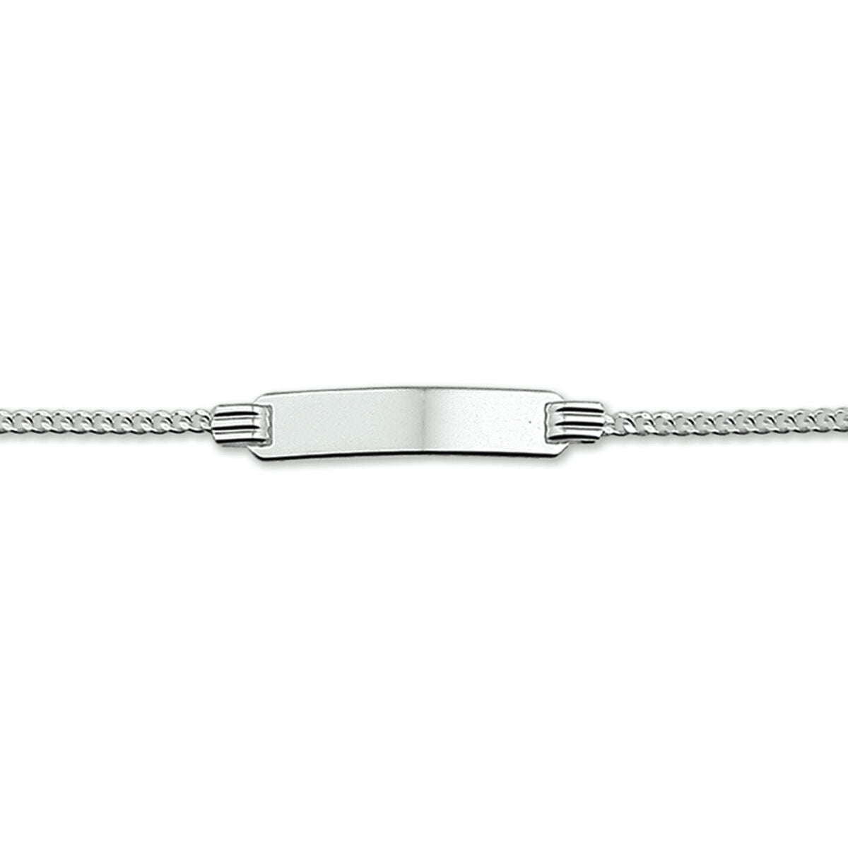 Gravurarmband aus rhodiniertem Silber mit flacher Gourmetplatte und geflochtenem Armband