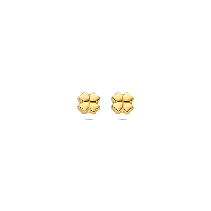 9k oorknoppen klavertje 9K geel