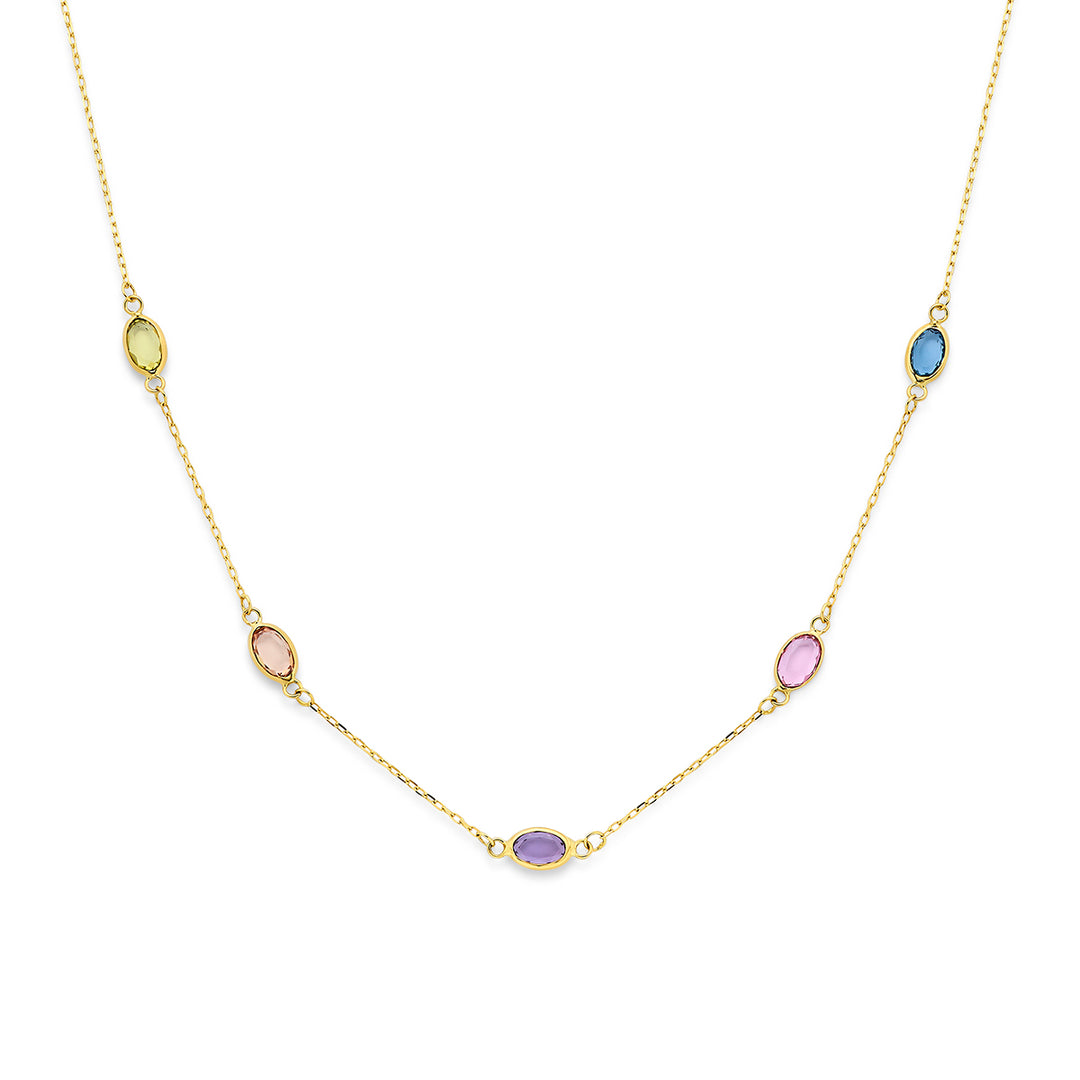 9k collier synthetische stenen 9K geel