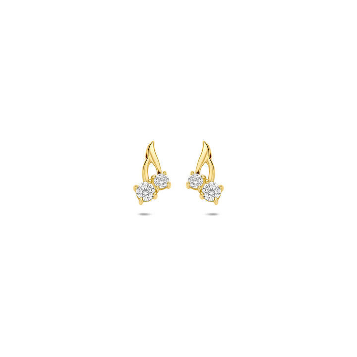 9k oorknoppen zirkonia 9K geel