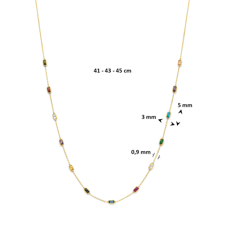 9k collier gekleurd zirkonia 9K geel
