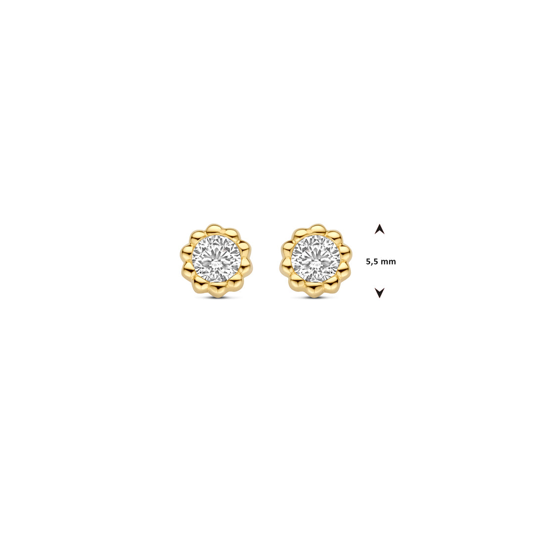 9k oorknoppen zirkonia 9K geel