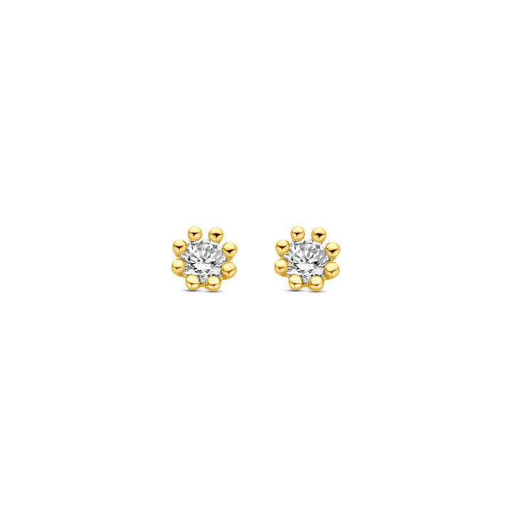 9k oorknoppen zirkonia 9K geel