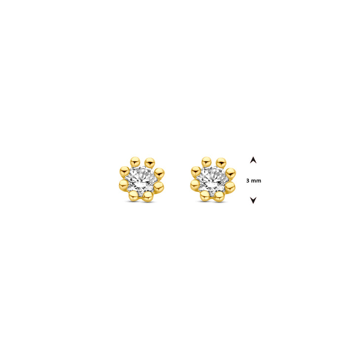 9k oorknoppen zirkonia 9K geel