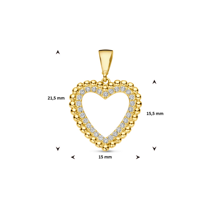 9k hanger hartje zirkonia 9K geel