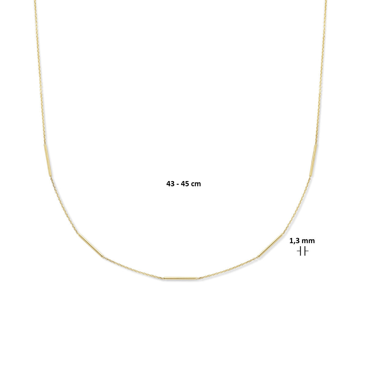 Halskettenstangen 43 - 45 cm 1,3 mm 14K Gelbgold