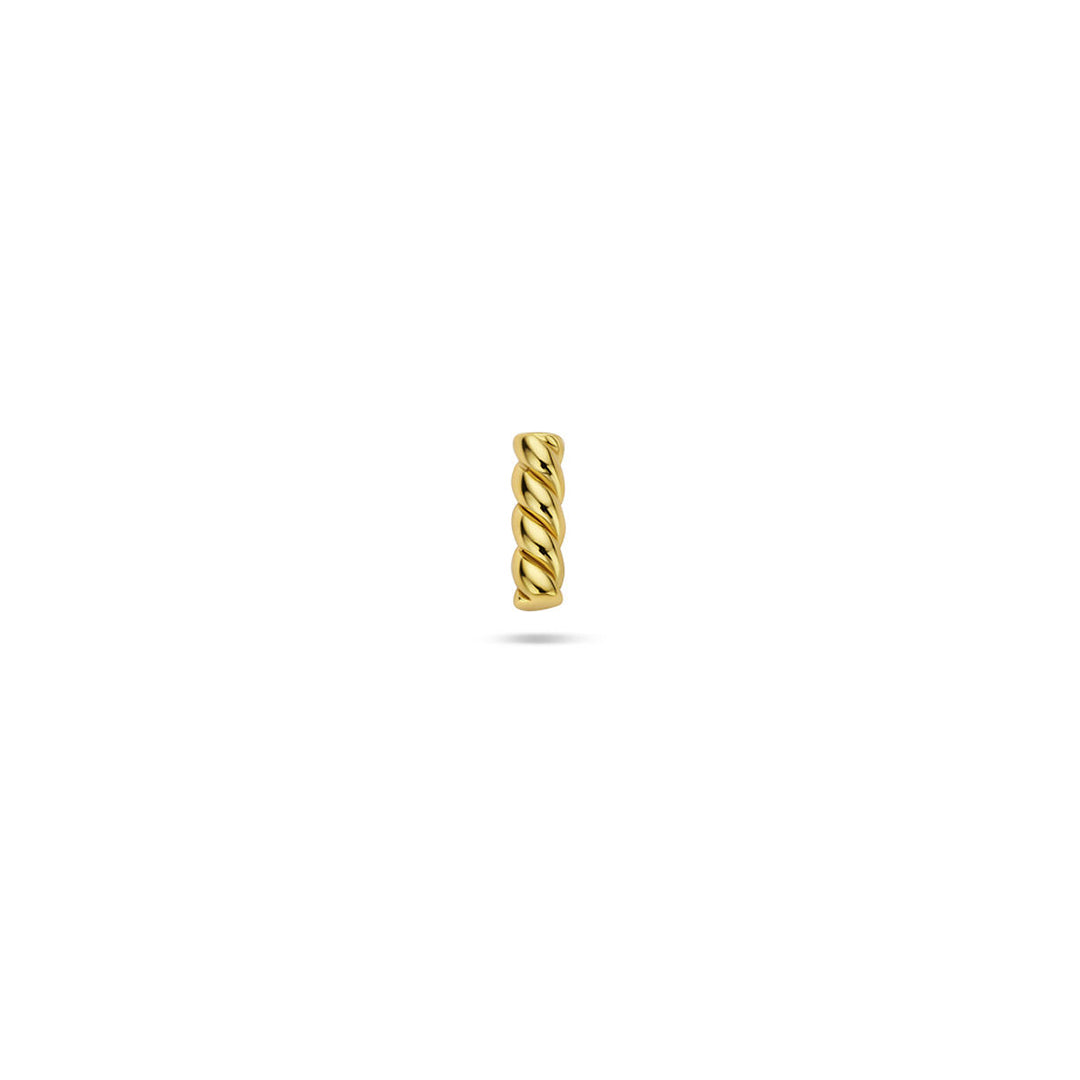 Verguld 925 zilveren flat back piercing met gedraaid balkje