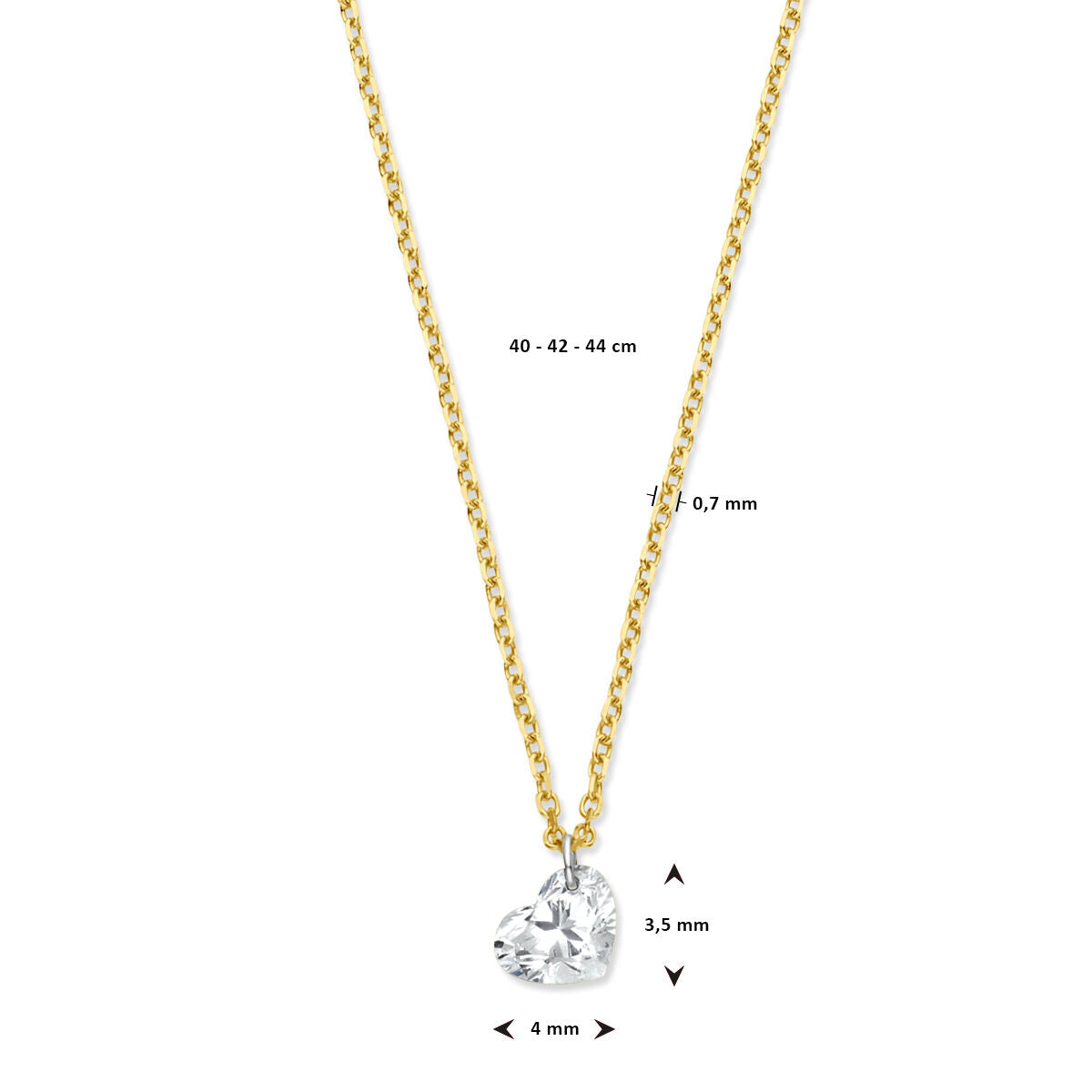 Halskette Herz Diamant 40 – 42 – 44 cm 0,25 ct g SI 18 K Gelbgold