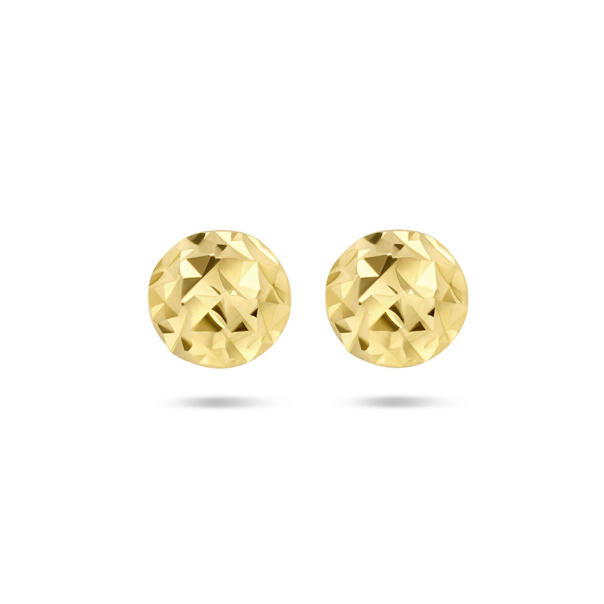 Ohrstecker aus 14K Gelbgold mit diamantierter Oberfläche und runder Form