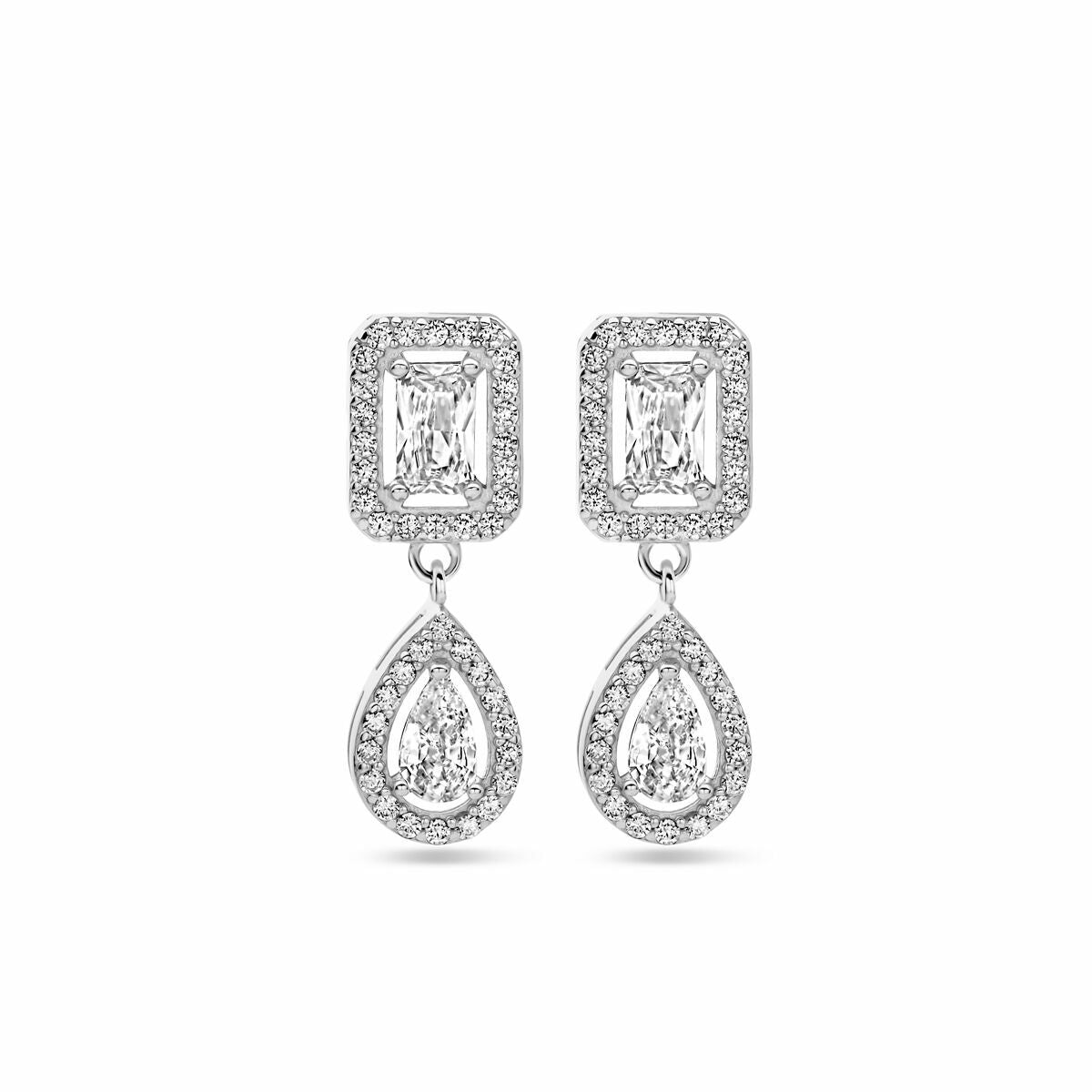 Ohrhänger Zirkonia 20 mm rhodiniertes Silber