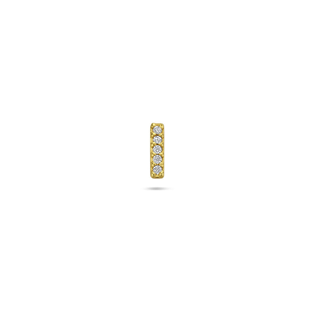 Verguld 925 zilveren flat back piercing met rechthoekige rij zirkonia