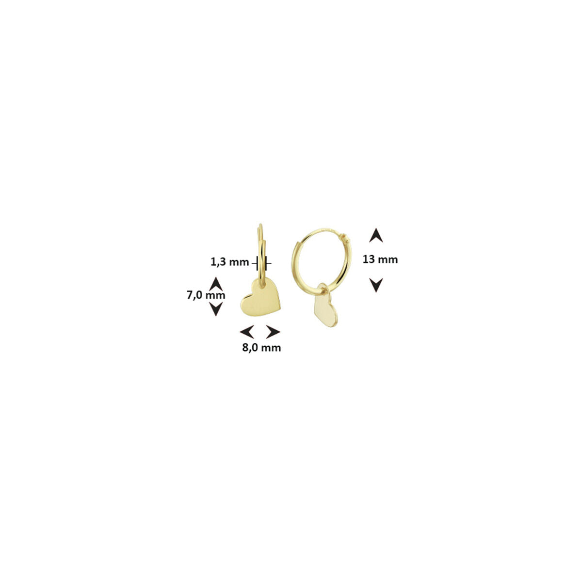 Ohrringe Herz 14K Gelbgold