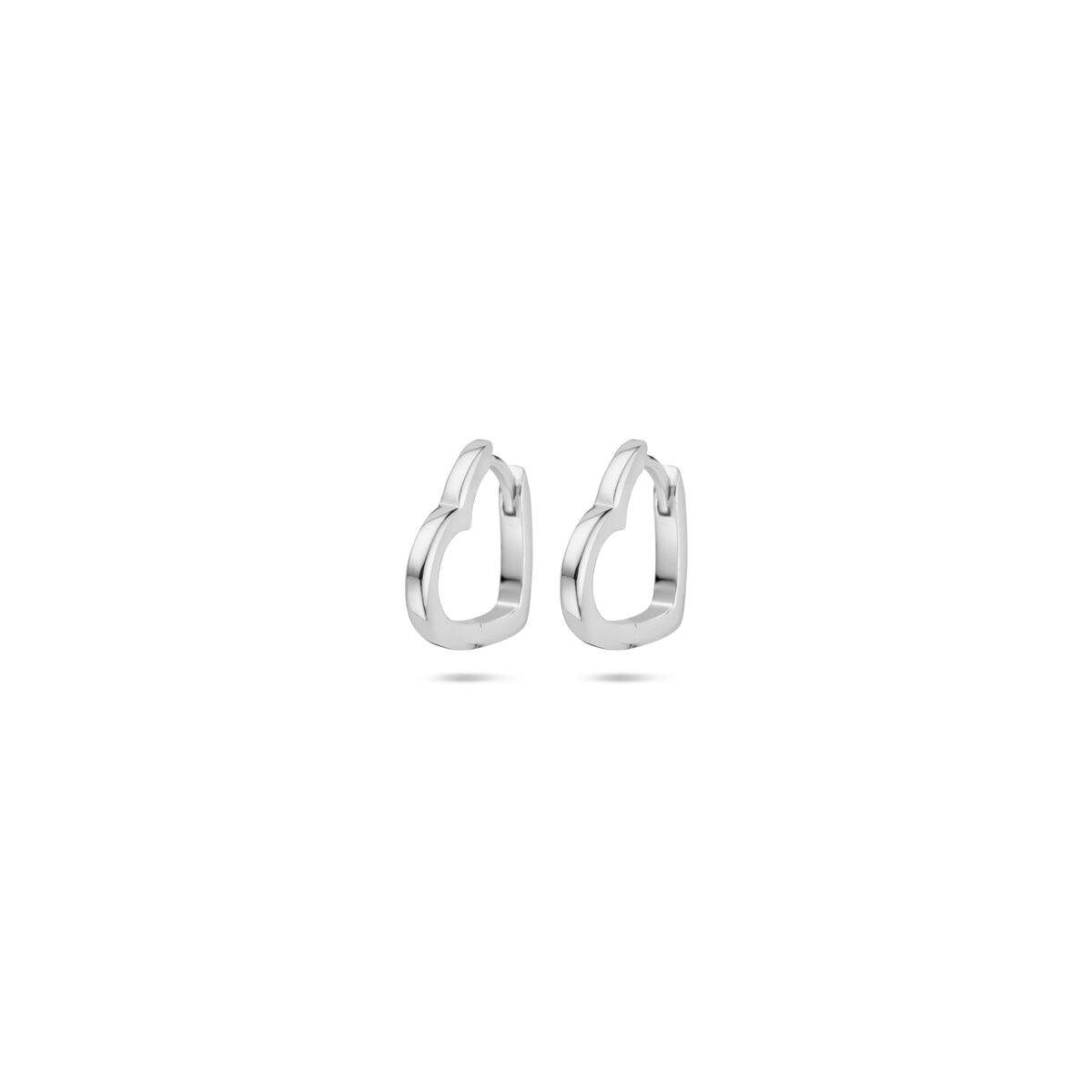 Klapp-Ohrringe in Herzform, 2 mm, aus rhodiniertem Silber