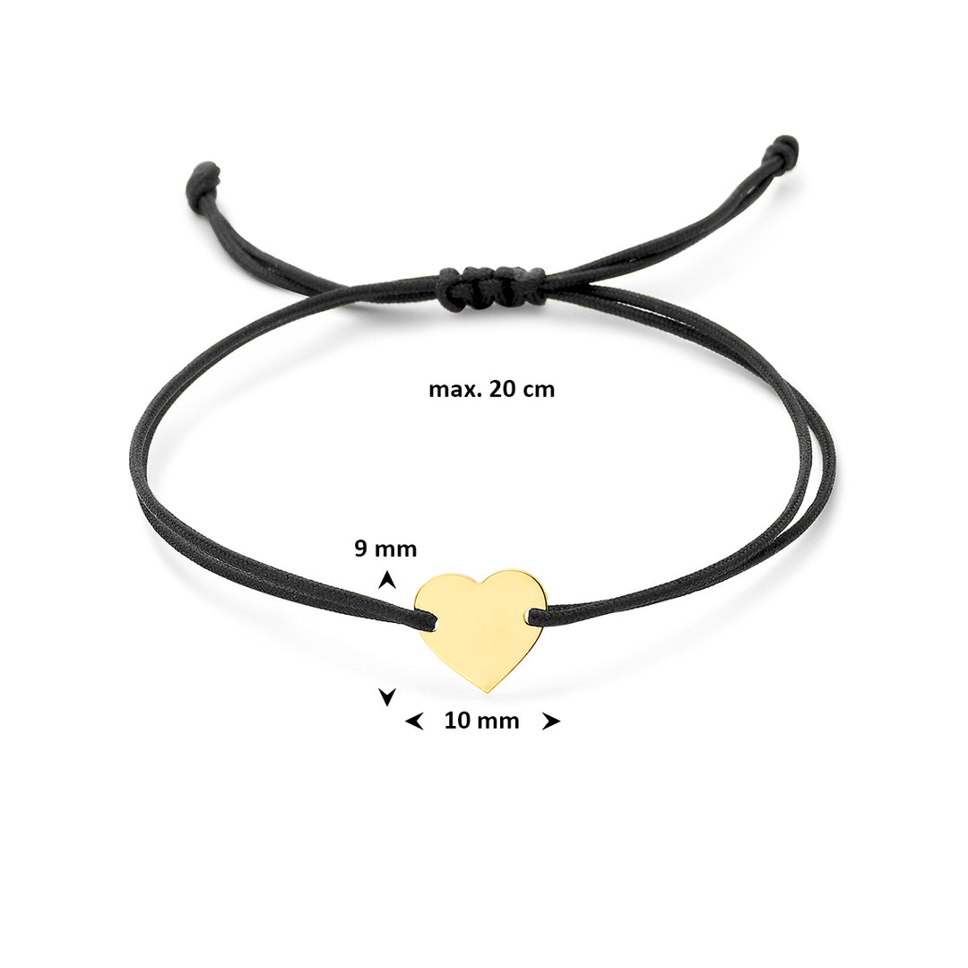 9k graveerarmband hartje zwart 9K