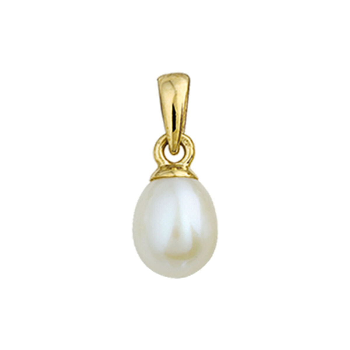 Hänger aus 14K Gelbgold mit einer weißen Perle in Tropfenform