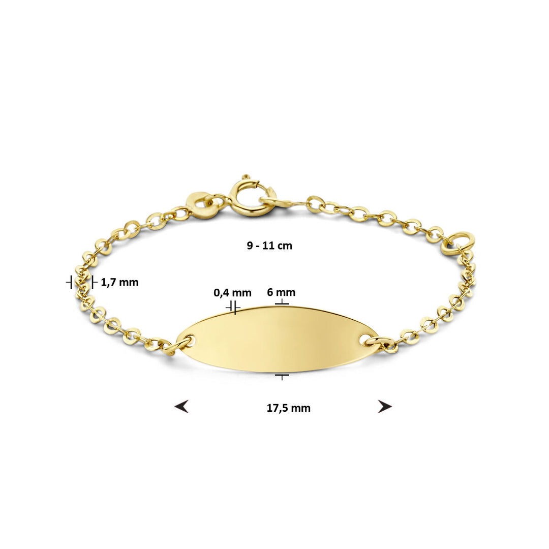 9-Karat-Gravur-Armbandplatte 6,0 mm 9-Karat-Gelbgold gefärbt