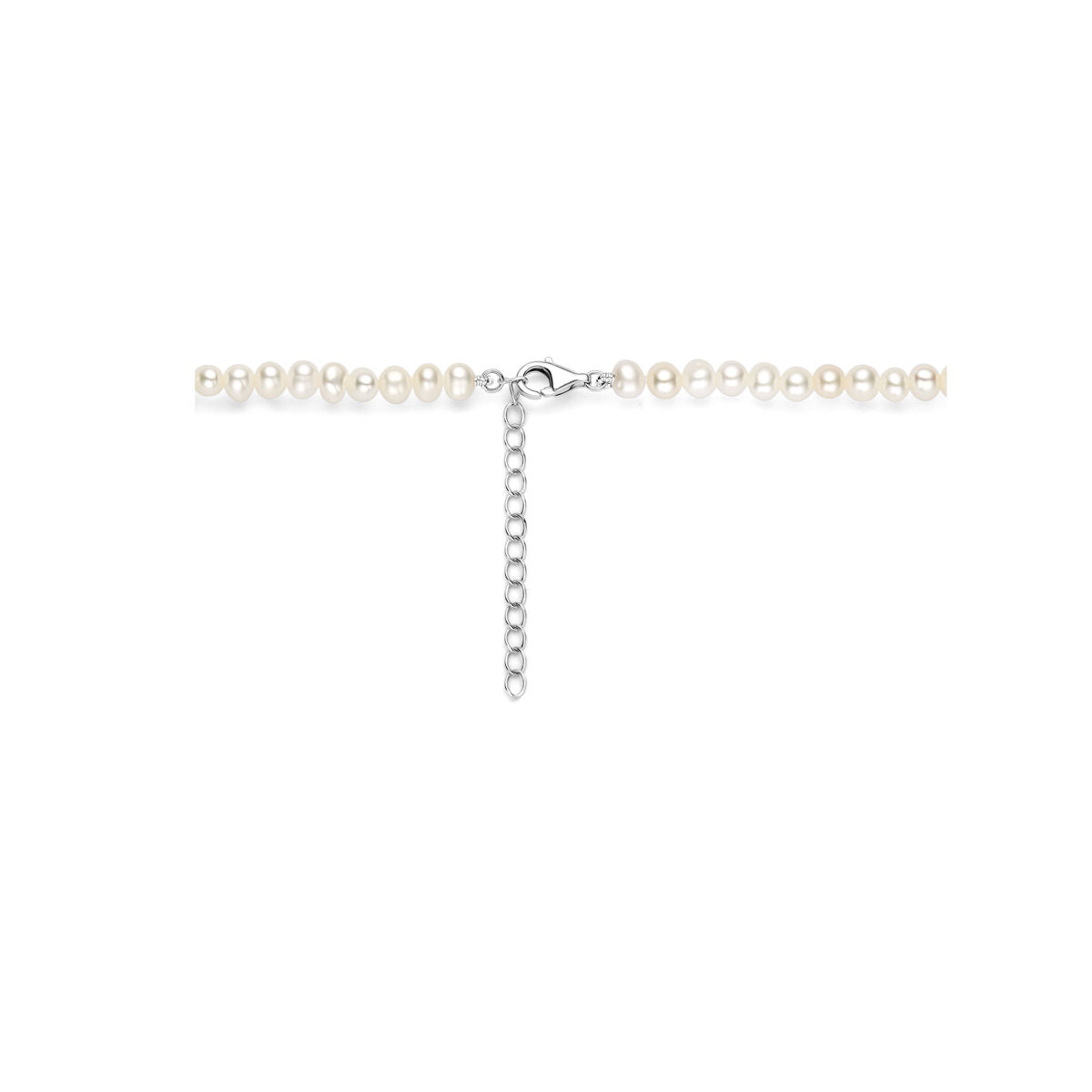 Rhodiniertes silbernes Perlen-Collier mit raffinierten Details