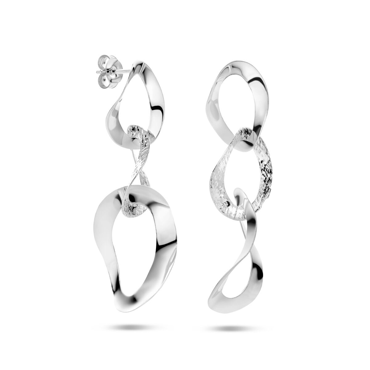 Ohrringe oval poly/mattsilber rhodiniert