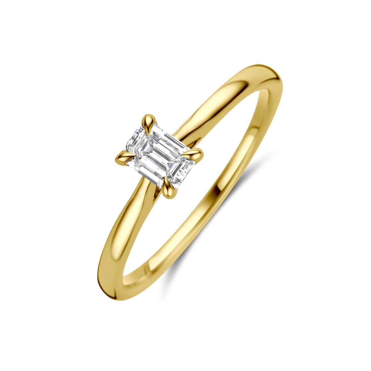 Ring aus 14K Gelbgold mit einem lab-grown Diamanten von 0,50 ct in Baguette-Schliff