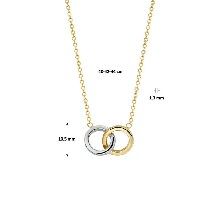 Halskette rund 40 - 42 - 44 cm 14K Bicolor-Gold gelb/weiß