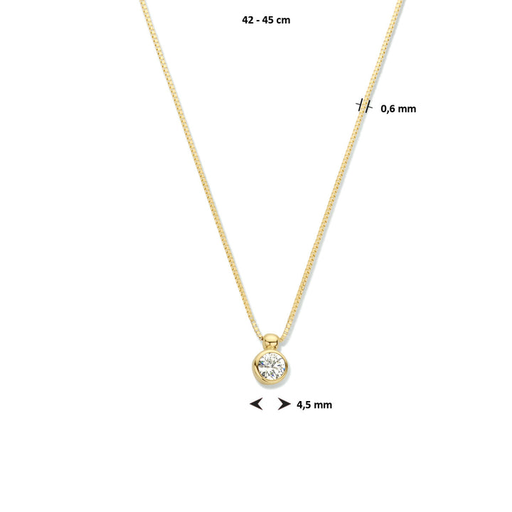 Zirkonia-Halskette 42 - 45 cm 14K Gelbgold