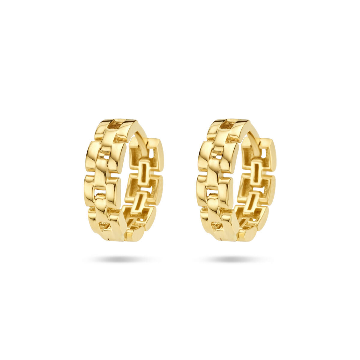 Klapp-Ohrringe im Schakelmotif aus 14K Gelbgold