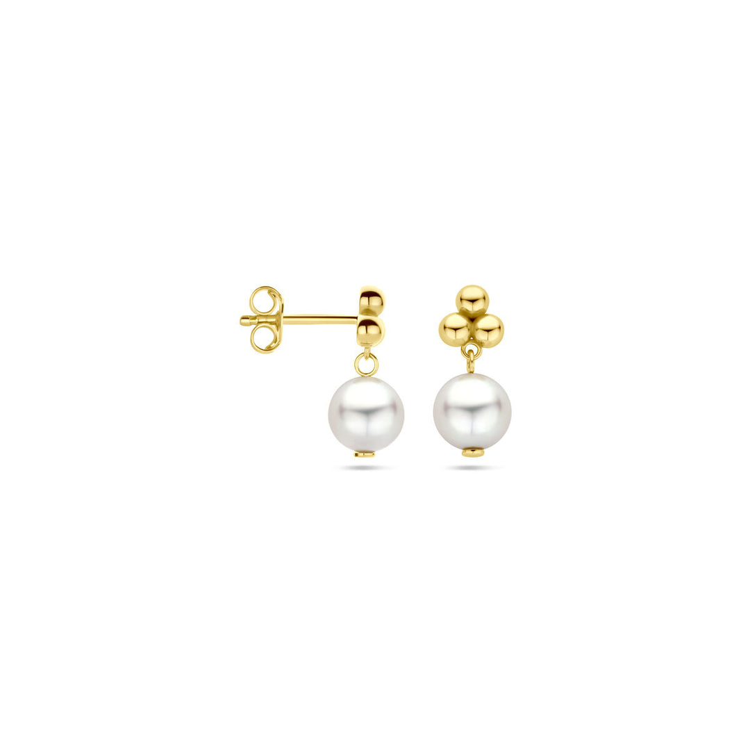 oorknoppen parel 15 mm 14K geelgoud