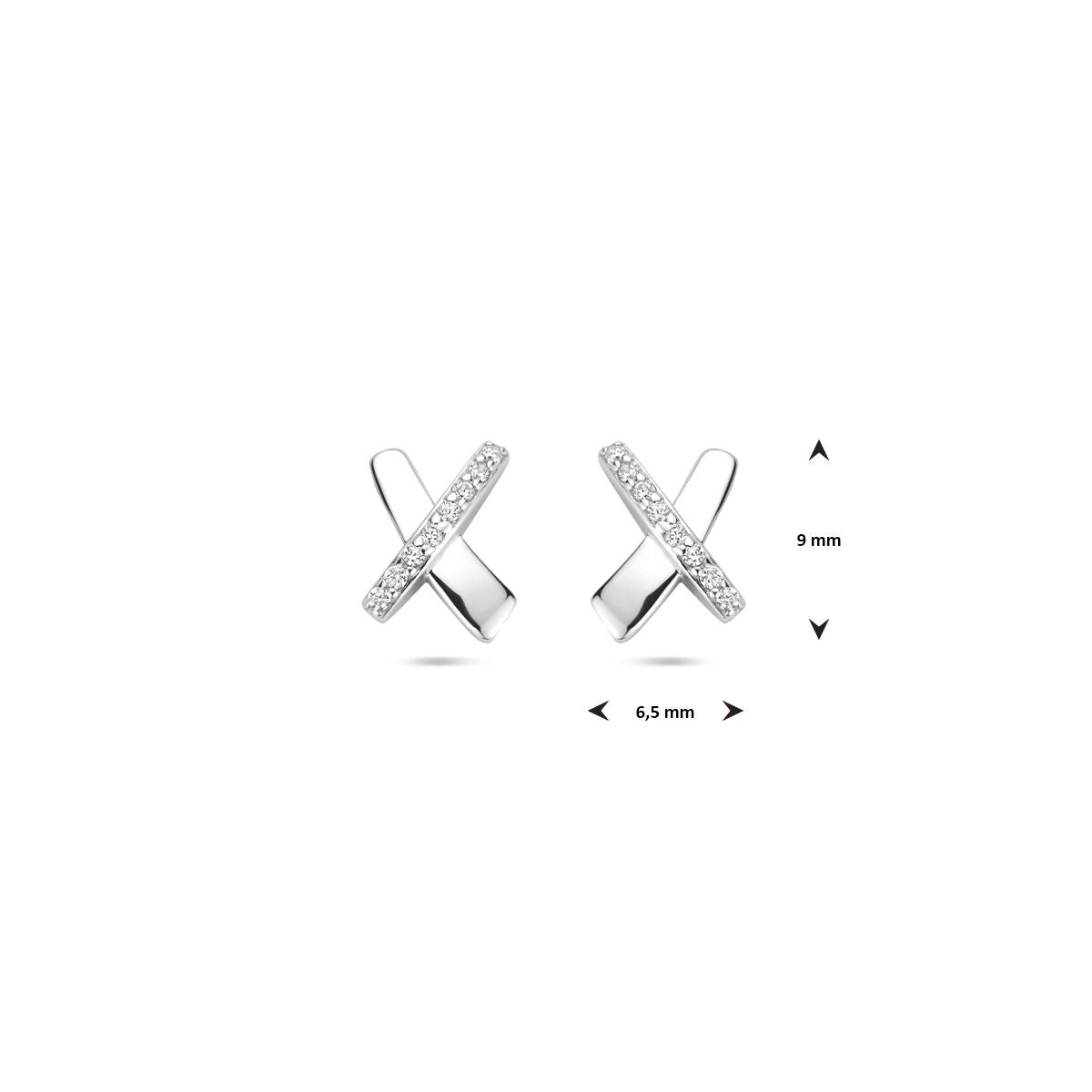Ohrstecker Zirkonia 9 mm Silber rhodiniert