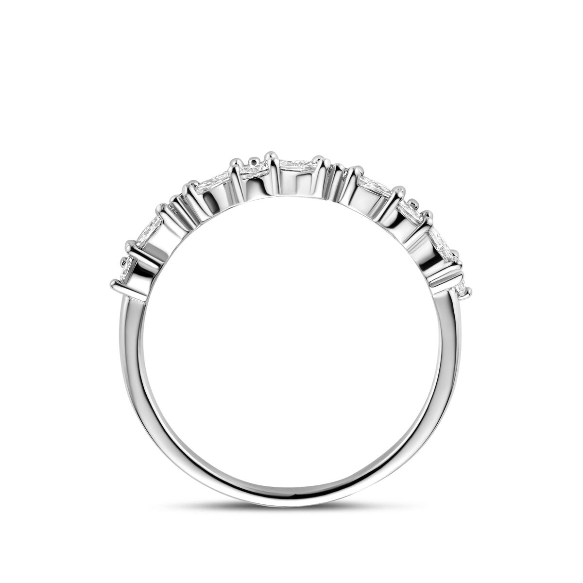 Silberner Damenring mit Marquise-Zirkonia – 3.5 mm breit