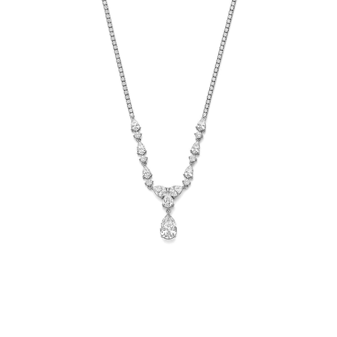 Zilveren ketting met zirkonia – gerhodineerd 925 zilver