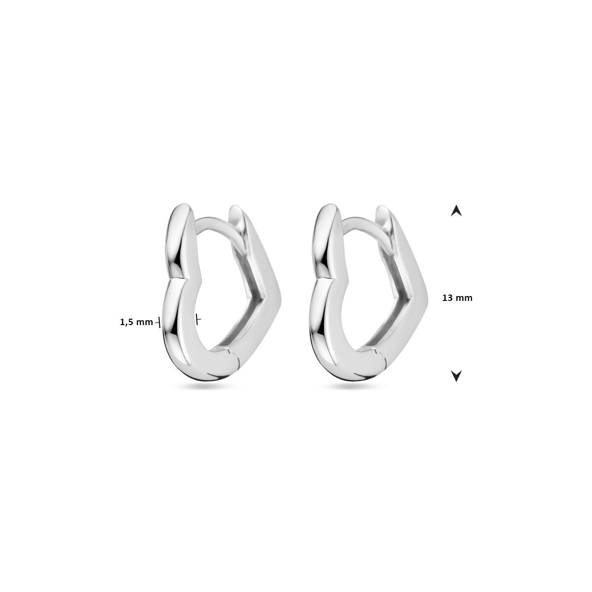 Klappcreolen Herz 13 mm Silber rhodiniert
