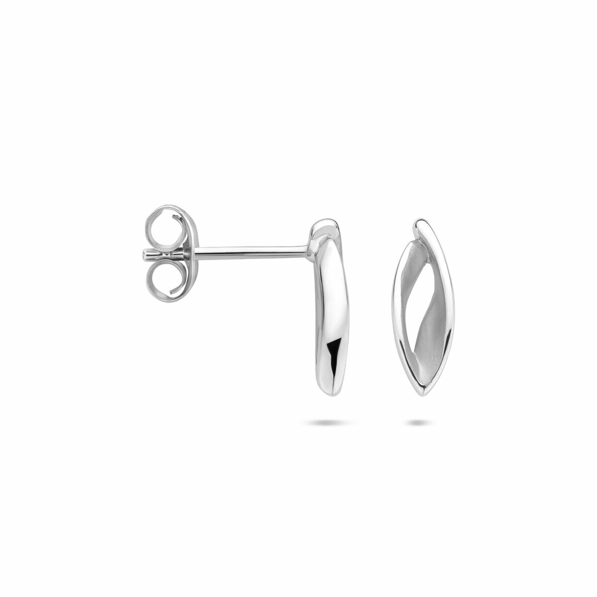 Rhodinierte 925er Silberohrstecker – 12x4mm Poliert/Matt Finish für Damen