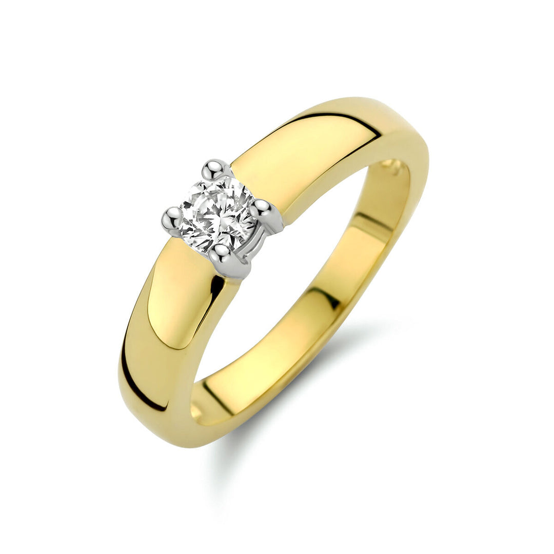 Ring Zirkonia 14K Bicolor Gold Gelb/Weiß