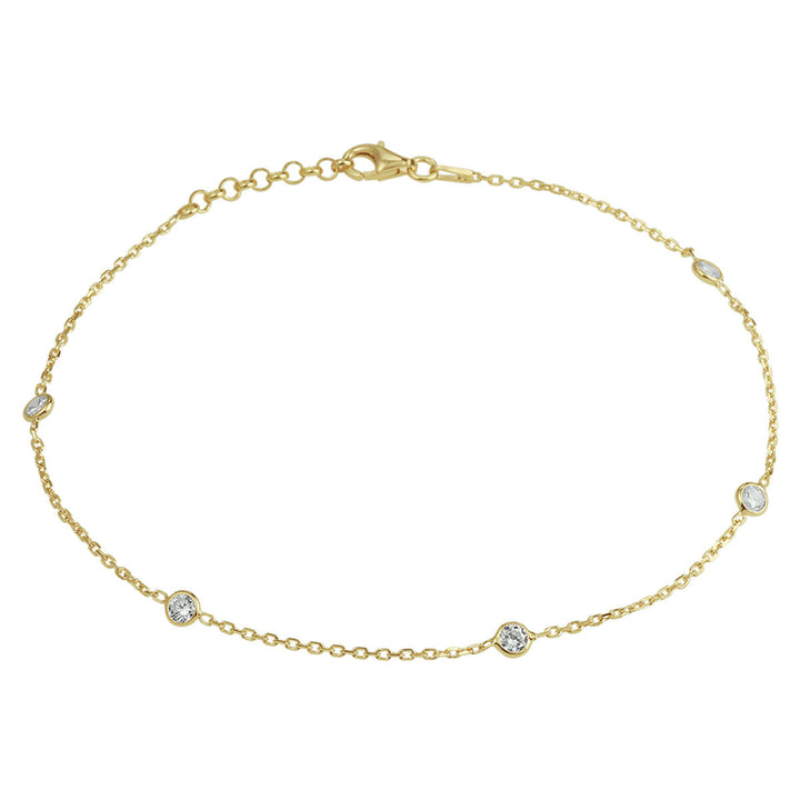 Fußkettchen Zirkonia 24 + 2 cm 3 Micron Silber vergoldet (gelb)