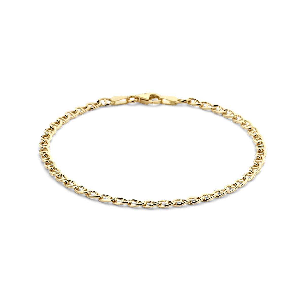 Armband aus 14K Gelbgold, 3,3 mm breit, mit klassischem Kettenmuster und Karabinerverschluss