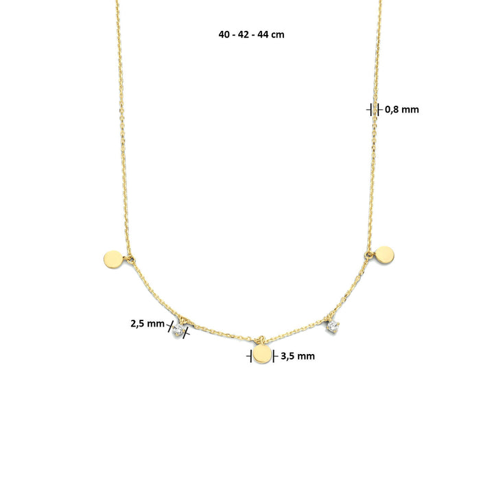 Halskette runder Zirkonia 40 - 42 - 44 cm 14K Gelbgold
