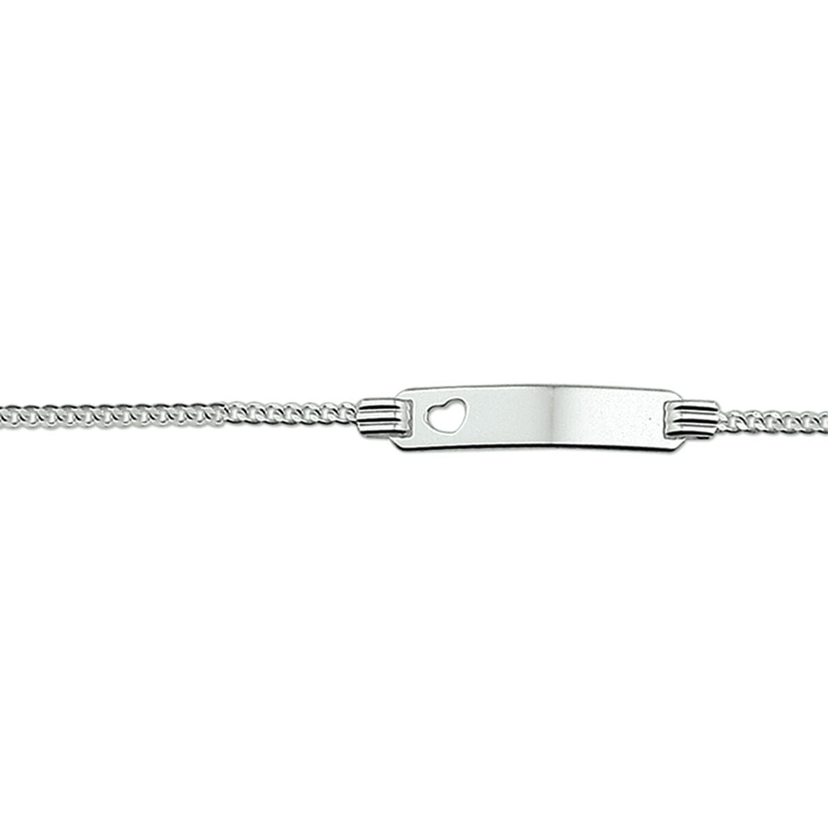 Gravurarmband Herz Gourmetplättchen 4,8 mm 11 - 13cm Silber rhodiniert
