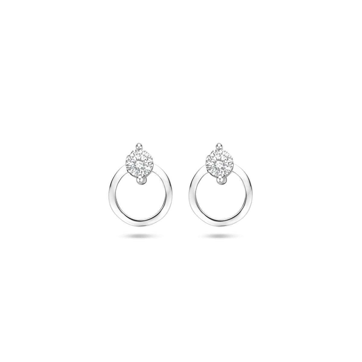 Ohrstecker mit Zirkonia, 10,5 mm, aus rhodiniertem Silber, runde Form mit funkelnden Steinen