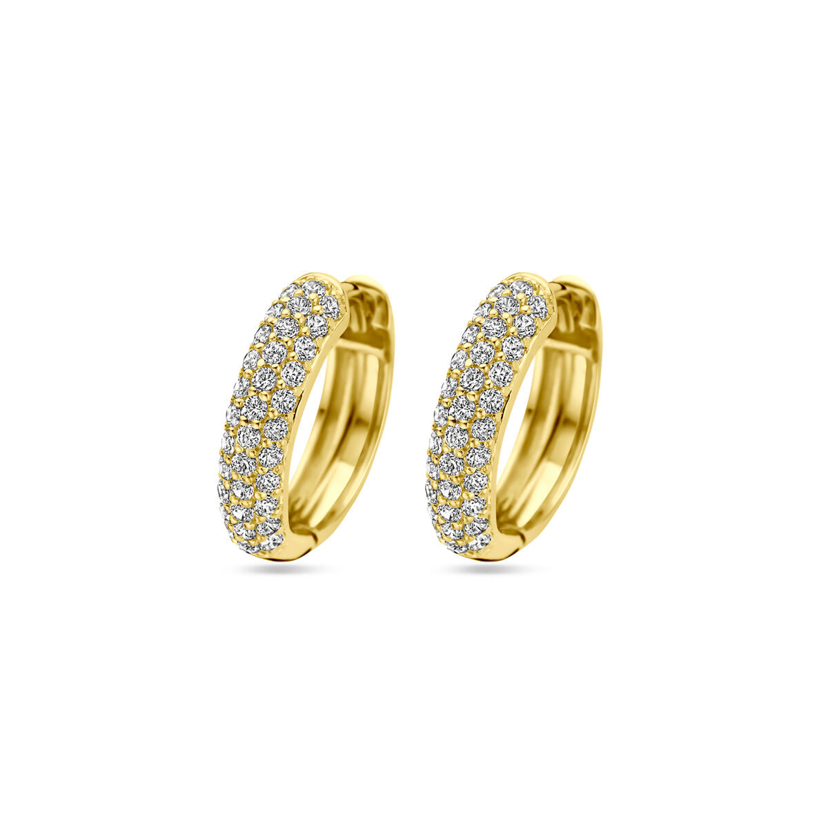 Klapp-Ohrringe aus vergoldetem Silber mit Zirkonia, 15,5 mm, in glänzender gelber Farbe