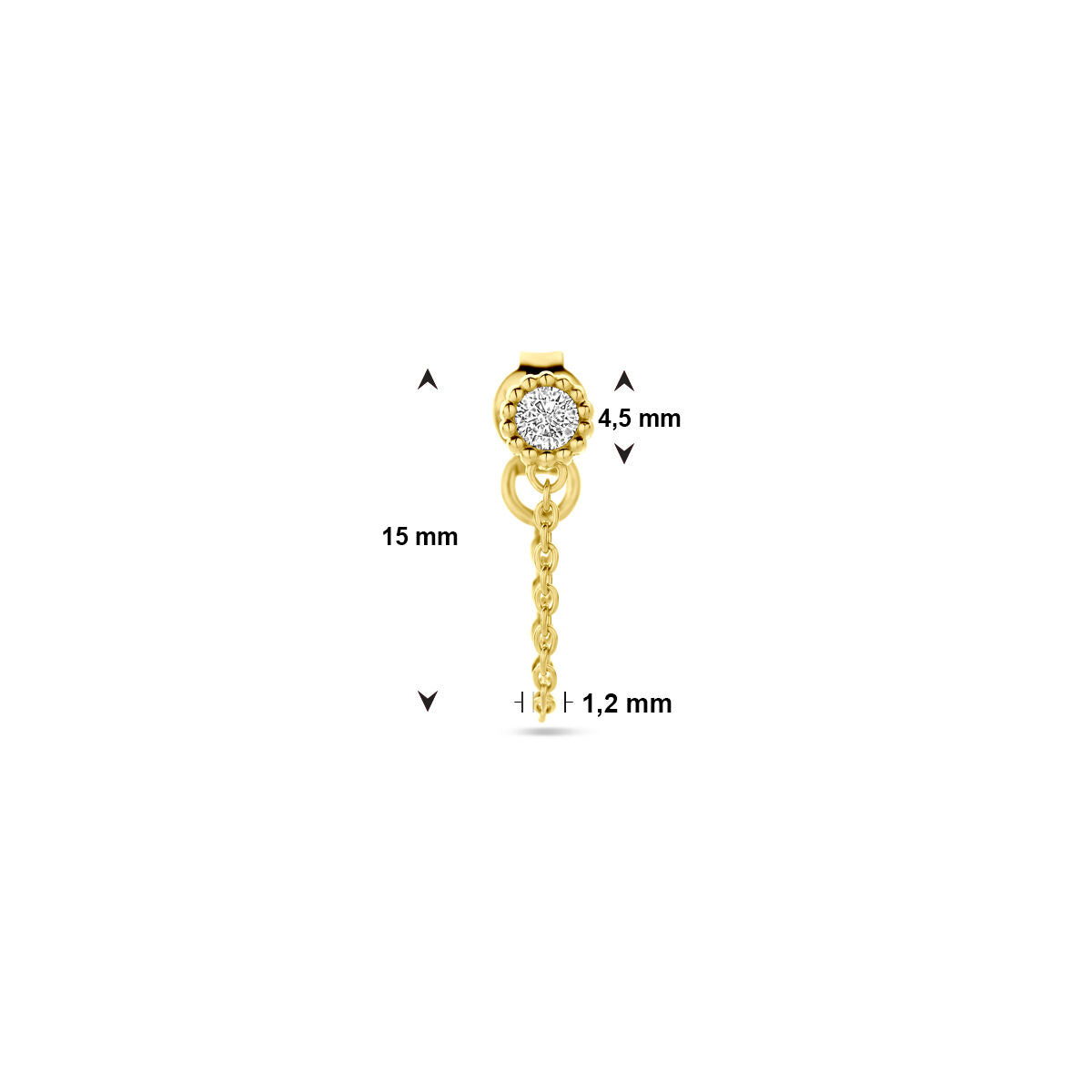 Ohrstecker pro Stück Zirkonia 1 Mikron Silber vergoldet (gelb)