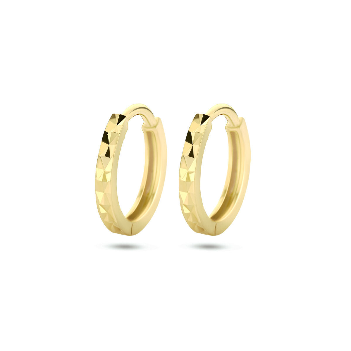 Klapp-Ohrringe aus 14K Gelbgold mit diamantierter Oberfläche