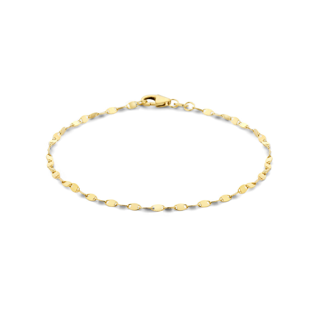 Armband aus 14K Gelbgold mit 2,0 mm breiten Gliedern und einem Karabinerverschluss