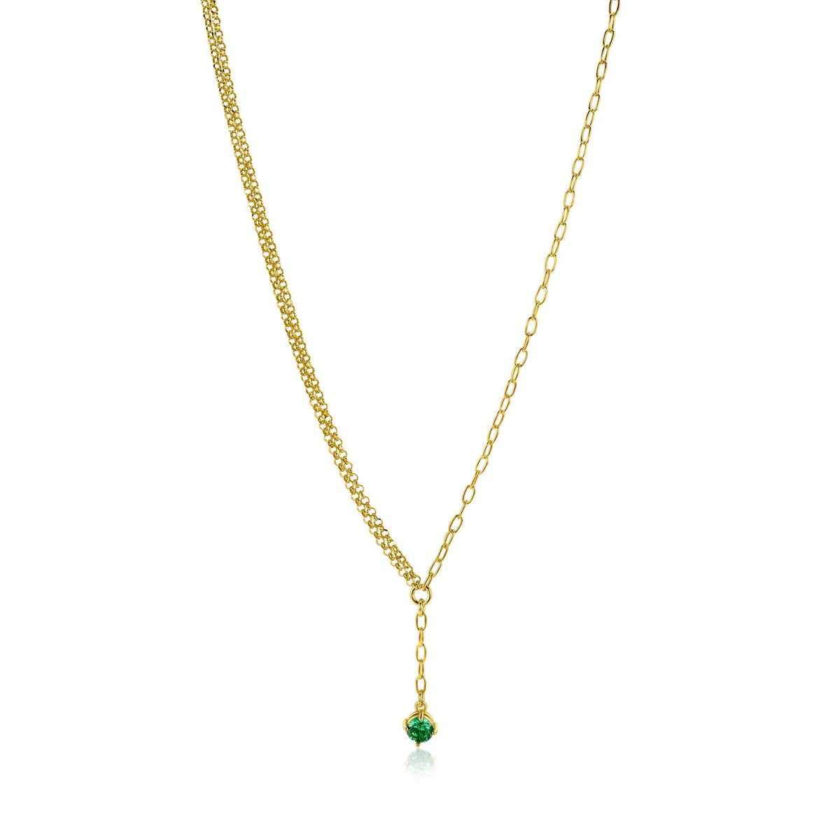 Halskette aus Gold mit grünem Anhänger und verstellbarer Länge von 42-45 cm